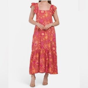 NWT House Of Harlow 1960 Revolve Flutter Sleeve Floral Midi Dress